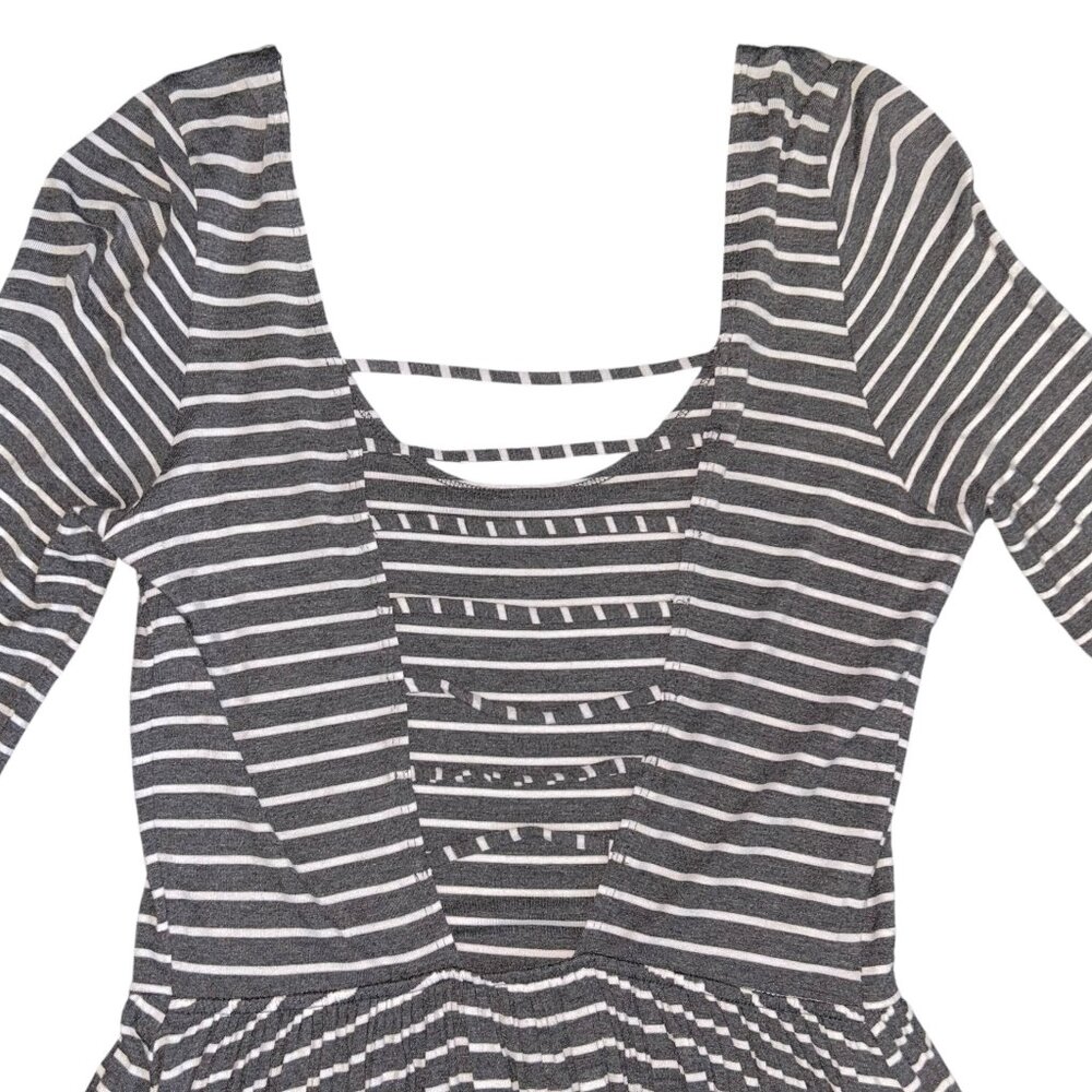 Hollister Skater Fit & Flare Dress, Gray & White Striped | Women's Size L